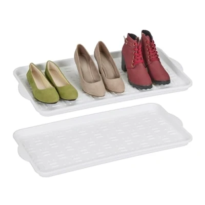 Afbeelding van Relaxdays schoenen lekbak set van 2 voor 3 paar uitlekbak kunststof met rand