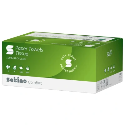 Afbeelding van Satino Comfort 277191 vouwhanddoekjes 2 laags ZZ vouw wit 23 x 25 cm 3200 stuks