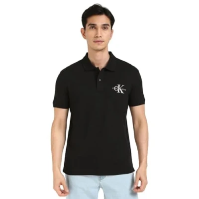 Afbeelding van Calvin Klein Jeans Monogram Poloshirt, Heren, Maat: Large, Ck black