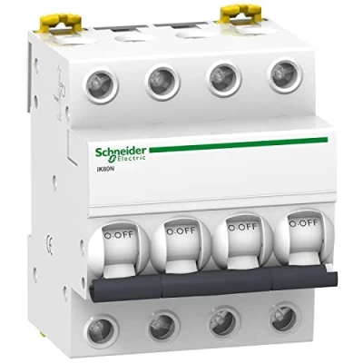 Afbeelding van Schneider Electric A9K17410 Automatische magnetische schakelaar, Ik60N, 4P, 10 A, Gebogen C