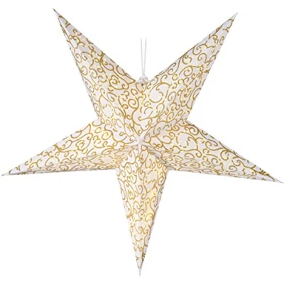 Afbeelding van Spetebo Papieren ster goud 60 cm 10 leds/timer kerstster om op te hangen lichtgevende