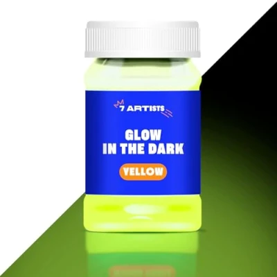Afbeelding van 7 Artists Fluorescente Verf in het Donker Geel 100 ml Glow the Dark Black Light Lichtgevende Neon Schilderijen Paint