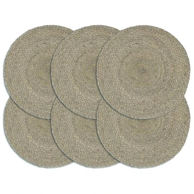 Afbeelding van Placemats 6 st rond 38 cm jute effen grijs
