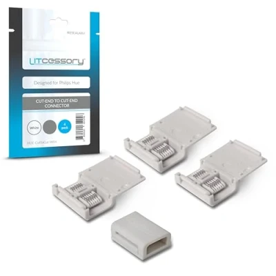 Afbeelding van Litcessory Afgesneden naar Connector voor Philips Hue Lightstrip Plus (4 Stuk, Wit MIKRO 6 SPELD V4)