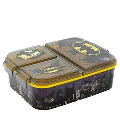 Afbeelding van Batman Broodtrommel 3 vakjes 18x13 cm Brooddoos Lunchbox