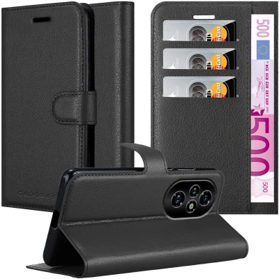 Afbeelding van Cadorabo Hoesje geschikt voor Honor 200 Pro in PHANTOM ZWART Beschermhoes met magnetische sluiting, standfunctie en kaartvakje Book Case Cover Etui