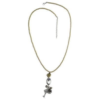 Afbeelding van Behave Lange ketting, metaal, hanger, halve edelsteen 80 cm lengte