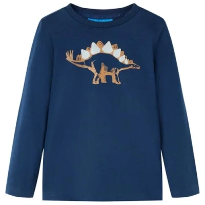 Afbeelding van Kindershirt met lange mouwen dinosaurusprint 116 marineblauw