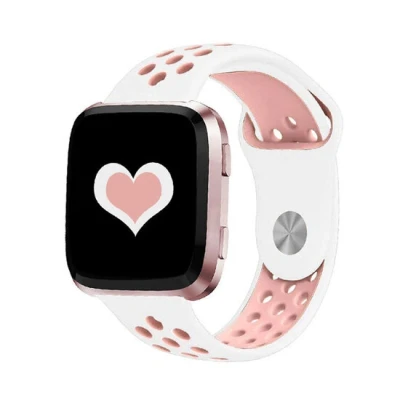 Afbeelding van Fitbit Versa 1 / 2 &amp; Lite sportbandje Maat: Large Wit + Roze