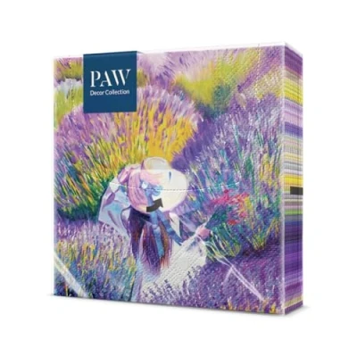 Afbeelding van PAW Papieren Servetten 3 laags (33 x 33 cm) I 20 Stuks Perfect voor Verjaardagen, Feesten, Bruiloften, Communie en Vieringen Tafeldecoratie, Kleurrijke Lavendel Zonsondergang