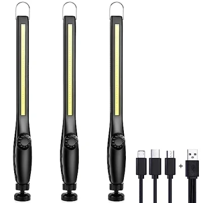 Afbeelding van werklamp, led, werkplaatslamp, ledstaaflamp, handlamp, batterij, inspectielamp, magneet, magnetische zaklampen, oplaadbaar, met haak om op te hangen