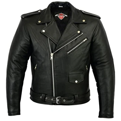 Afbeelding van Motorjas brando Perfect heren leer met pantser Echt CE gepantserd (EN 1621 1) Winter of Zomer Texpeed Zwart 7XL