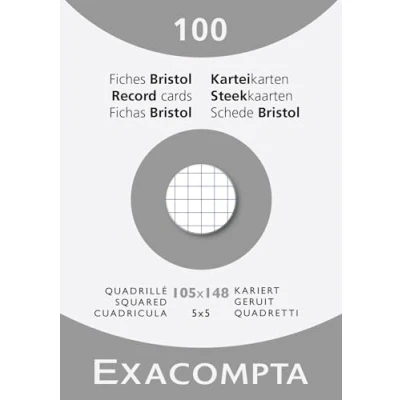 Afbeelding van Exacompta 13209E indexkaarten, geruit, 5 x stuks, ongeperforeerd, formaat 105 148 mm, voor inkjetprinters, laserprinters en kopieerapparaten, wit, 10 stuks à 100