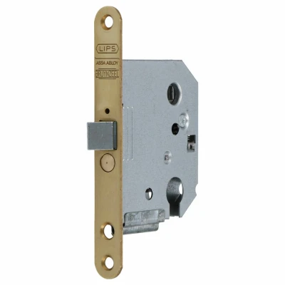 Afbeelding van Lips 2135 Deurslot DM55mm PC57mm voorplaat messing 18x153mm afgerond sluitplaat SPT2131S DR 1+3/2+4 A000325617