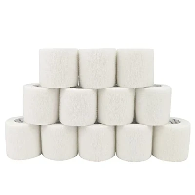 Afbeelding van COMOmed 12 Rolls Cohesive Bandage 5ｃm X４.5cm White, Flexible Bandage,Non woven Cohesive, Athletic Tape,vet wrap,wraps bandage,Suitable for Sensitive Skin…