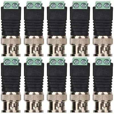 Afbeelding van 10 Stks BNC Male Connector Schroef Terminal Coax Video Balun Adapter voor Camera CCTV Systeem