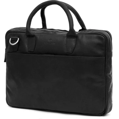 Afbeelding van Lucleon Montreal Zwarte leren laptoptas voor heren