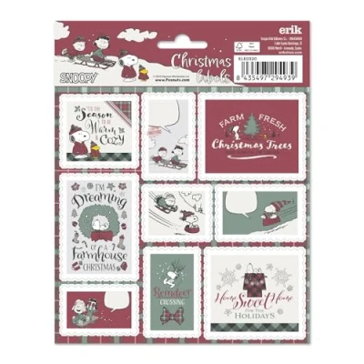 Afbeelding van Grupo Erik kerst Etiketten Snoopy Cadeaulabels 18 Zelfklevende Stickers