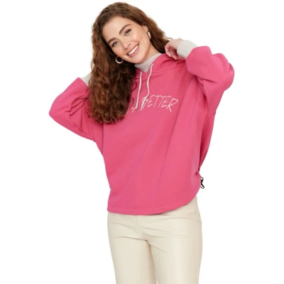 Afbeelding van Trendyol Steendikke Fleece Aan De Binnenkant Gebreide Tape Gedetailleerd Gebreid Sweatshirt Met Capuchon Twoaw22Sw1806