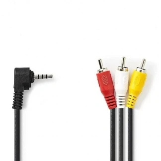 Afbeelding van Composiet AV kabel Nedis 2 meter (Jack 3.5 mm naar 3x tulp, Vernikkeld)