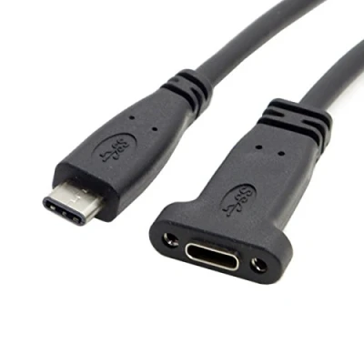 Afbeelding van cablecc USB C 3.1 Type Mannelijk naar Vrouwelijk Uitbreiding Datakabel met Panel Mount Schroefgat