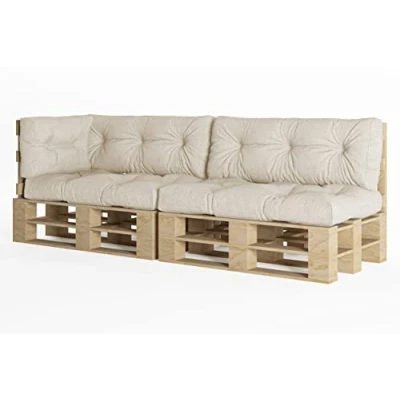 Afbeelding van Chilly Pilley Palletkussen Schuimvlokken Palletkussens Palletmeubels Palletbank Rugleuning Zitkussen Zijkussenset (Set Van 5 Ivoor)