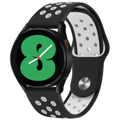 Afbeelding van Siliconen sport bandje Universeel 20 mm aansluiting Zwart / Wit iMoshion En TPU (zacht)