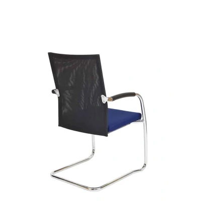 Afbeelding van Vergaderstoel F260 slede frame met zwarte rug mesh en blauwe zitting
