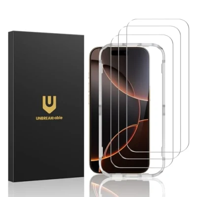 Afbeelding van UNBREAKcable Screenprotector voor iPhone 16 Pro 3 stuks, dubbel onbreekbaar HD gehard glas [volledige dekking] [Eenvoudige installatie frame] [9H hardheid] [Case Friendly] Apple 6,3 inch