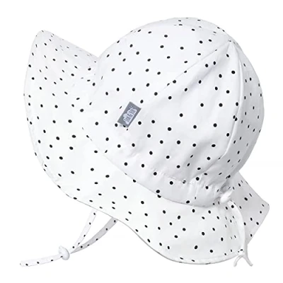 Afbeelding van Kids Foldable Summer Sun Hat 50 UPF, Drawstring Adjustable, Stay on Chin Strap (L: 2 5Y, Dots)
