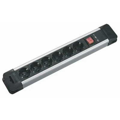 Afbeelding van Bachmann 330.101 Stekkerdoos met schakelaar Aluminium, Zwart Randaarde stekker 1 stuk(s)