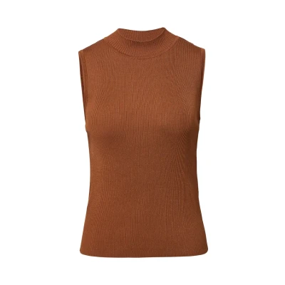 Afbeelding van comma top bruin rib gebreid
