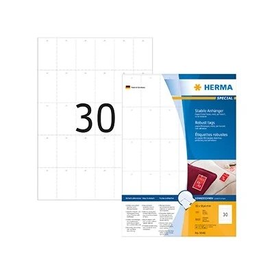 Afbeelding van Herma Stevige labelhangers A4 35x59,4 mm wit papier/folie/papier geper