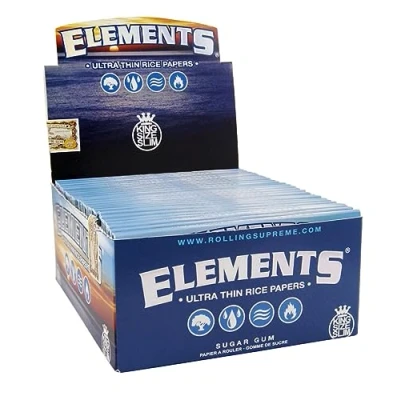 Afbeelding van Elements King Size Ultra Thim Slim Rice Rolling Papers 10 boeken door