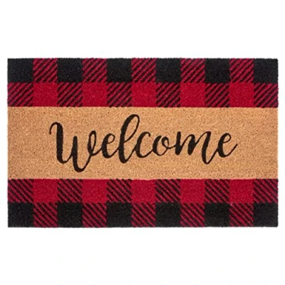 Afbeelding van Hanse Home Voetmat kokos 45 x 70 cm, antislip vuilvangmat, natuur voor binnen, deurmat welcome, geruit, kokosvezel, kokosmat entree en overdekte buitenruimtes