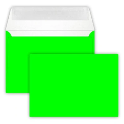 Afbeelding van 25 enveloppen C6 DIN (114 162 cm) neon groen, sluittechniek: Dwarsband met aftrekstrip! Gewicht: 90 g/m²