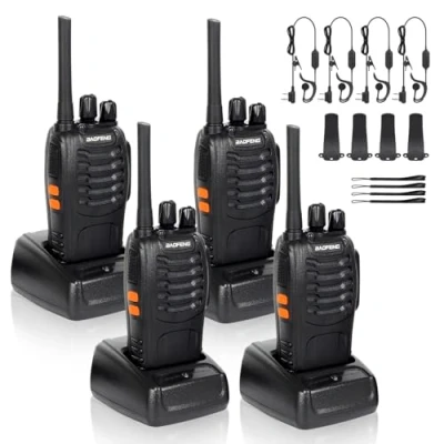 Afbeelding van RKK Walkie Talkie, Rechargeable, Long Range, 16 Channels, VOX CTCSS/DCS, FM Radio, Portable, with Headset