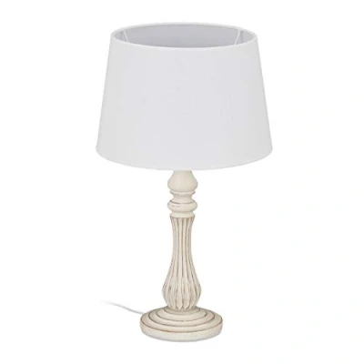 Afbeelding van Relaxdays schemerlamp landelijk tafellamp nachtlampje volwassenen E14 fitting wit