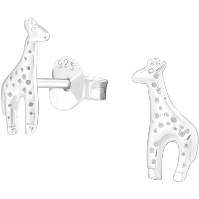 Afbeelding van JoyS Zilveren giraf oorbellen 5 x 10 mm kinderoorbellen giraffe