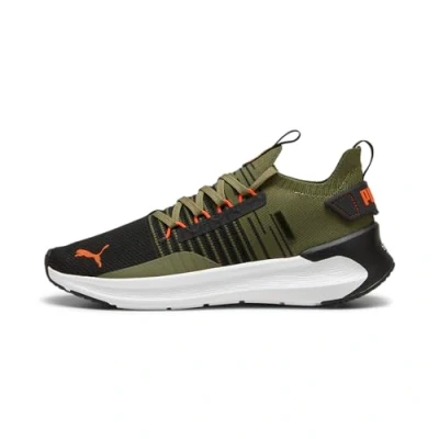 Afbeelding van PUMA Unisex Softride Symmetry Fuzion Road hardloopschoen, Olive Black Flame Flicker, 37.5 EU