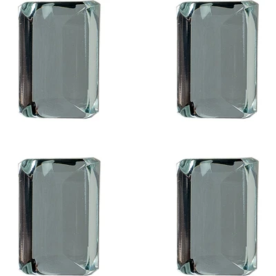 Afbeelding van Clayre &amp; Eef Deurknop Set van 4 cm Transparant Glas Rechthoek Meubelknop Kastknop