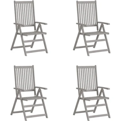 Afbeelding van Tuinstoelen 4 st verstelbaar massief acaciahout grijs