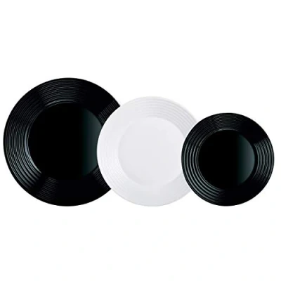 Afbeelding van Serviesset Luminarc 1900 Glas Zwart wit (18 Onderdelen)