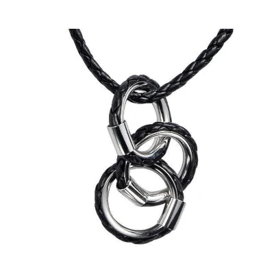 Afbeelding van Behave Ketting Gevlochten Imitatieleer Met Cirkelvormige Hangers Zwart