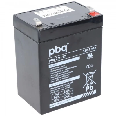 Afbeelding van PBQ loodaccu 2,9 12, 12 volt 2,9Ah, met 4,8 mm Faston stekkercontacten