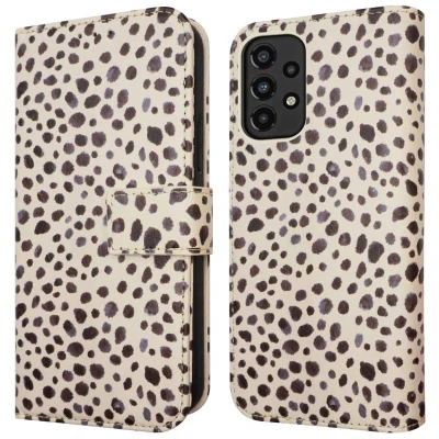 Afbeelding van Samsung Galaxy A33 Hoesje Kunstleder iMoshion Bookcase Black And White Dots Telefoonhoesje