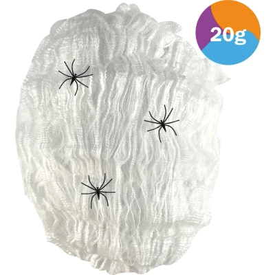 Afbeelding van Fjesta Spinnenweb Halloween Decoratie Inclusief 3 Spinnen 20g Wit