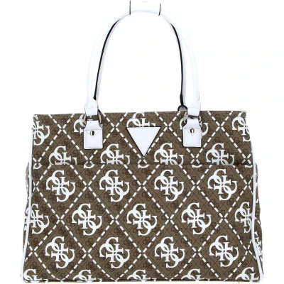 Afbeelding van GUESS Schoudertas Reistas met laptopvak Wilder Shopper Tote White Multi Bruine