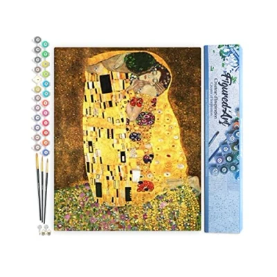 Afbeelding van Figured&#039;Art Schilderen op Nummer Volwassenen canvas De kus Handwerk acrylverf Kit DIY Compleet 40x50cm zonder frame