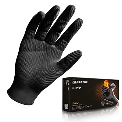 Afbeelding van GoGRIP+ Nitril handschoenen, poedervrij, zonder latex, diamantstructuur, maat: M 50 stuks, kleur: GoGrip zwart
